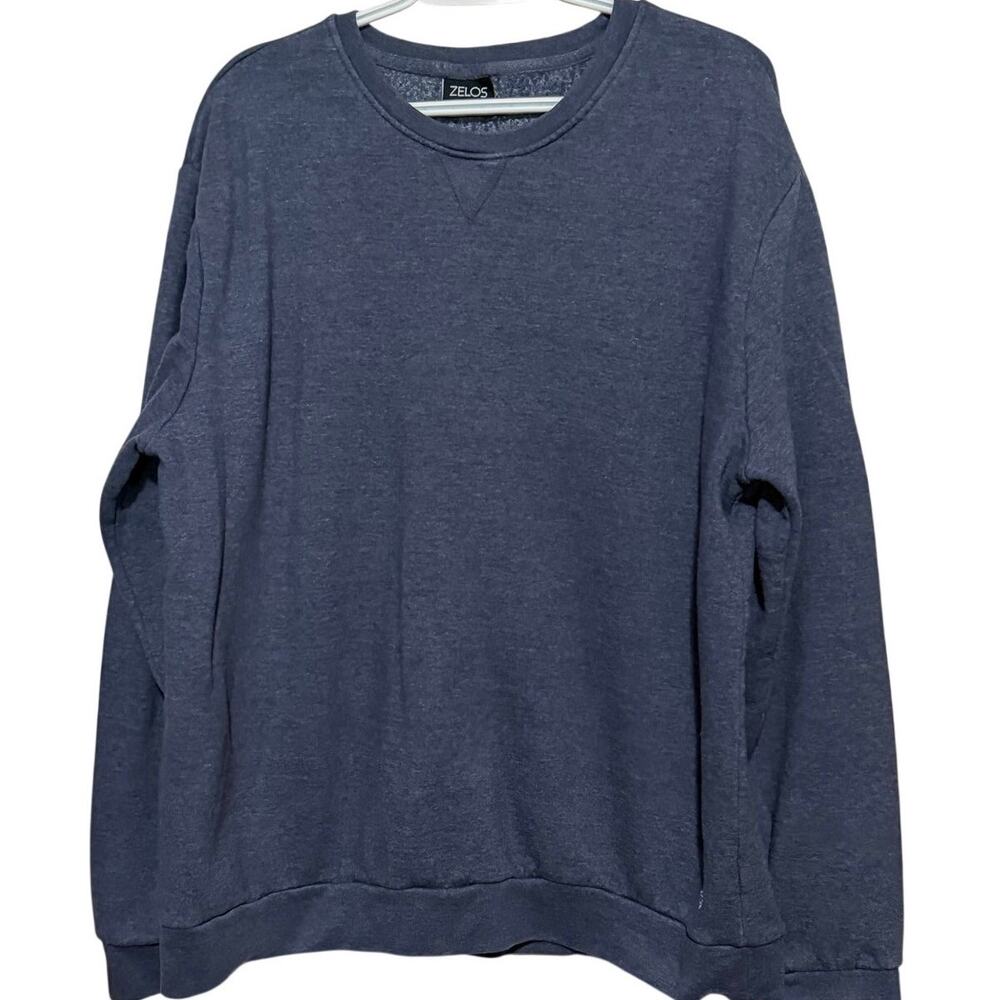 Zelos Men's Heathered Navy Blue Crewneck Long Sleeve Sweatshirt Size XL